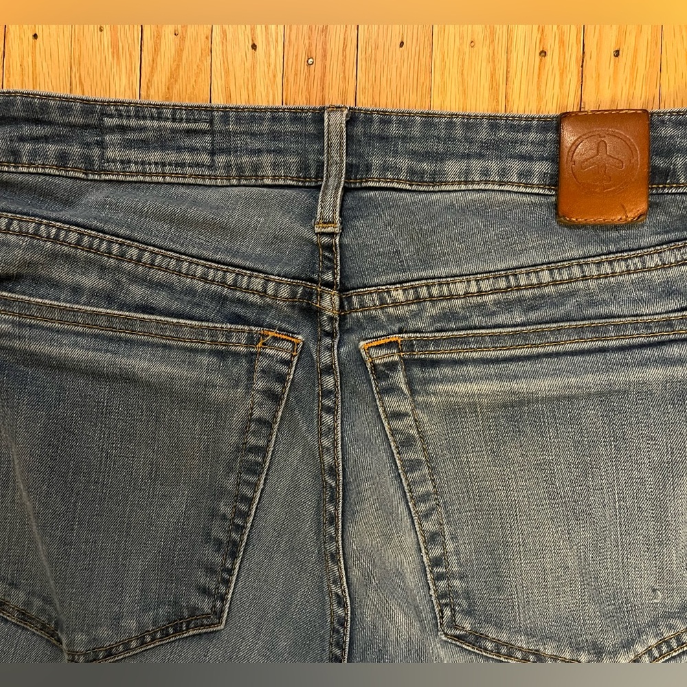 Men's Ripped Aviator Nation Blue Denim Jeans - Picture 6 of 7